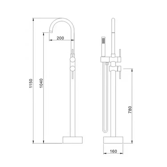 Standalone Bath Mixer - Matte Gold