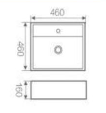 Square Above Counter / Wall Hung Wash Basin - White