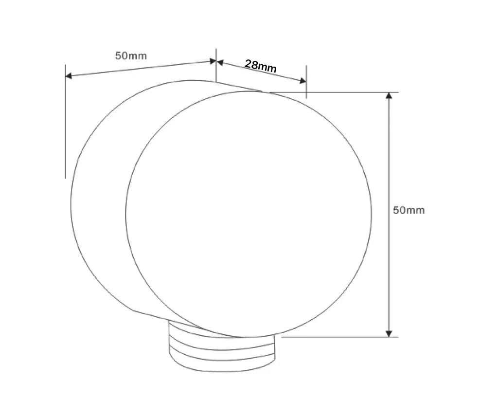 Brass Round Shower Elbow - Grey