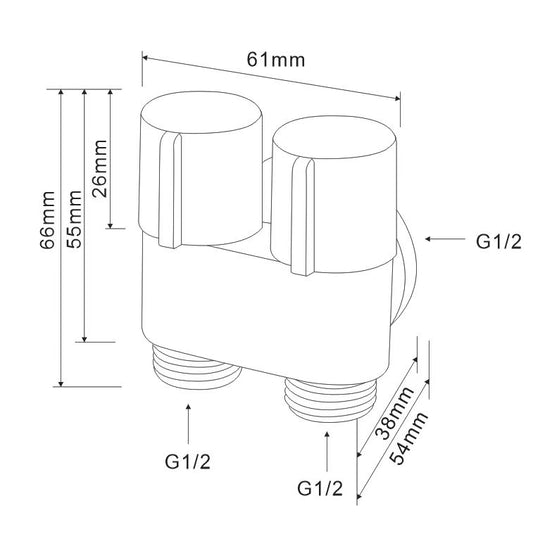 Two Way Angle Valve - Brushed Rose Gold