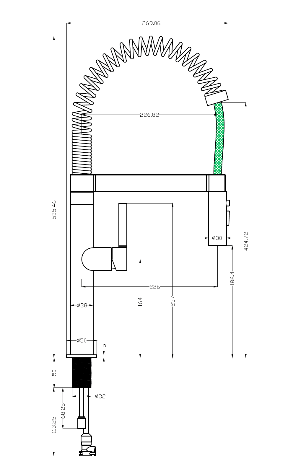 Pillar Sink Mixer - Grey