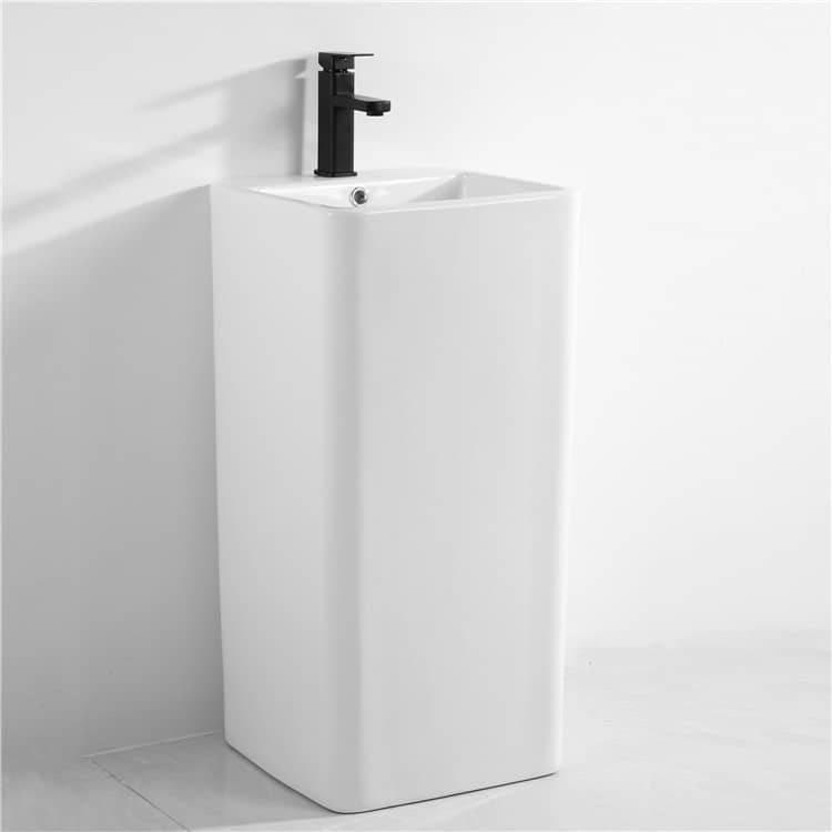 Square Free Standing Wash Basin - White