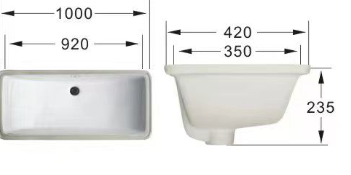 Rectangular Under Counter Wash Basin - White