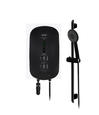 Instant Water Heater (DC Pump) c/w Black Shower Bar Set - Matt Black