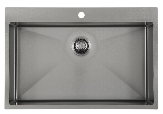 SUS304 Single Bowl Mini Nano Kitchen Sink c/w Roll Up Rack & Basket - Nano Black