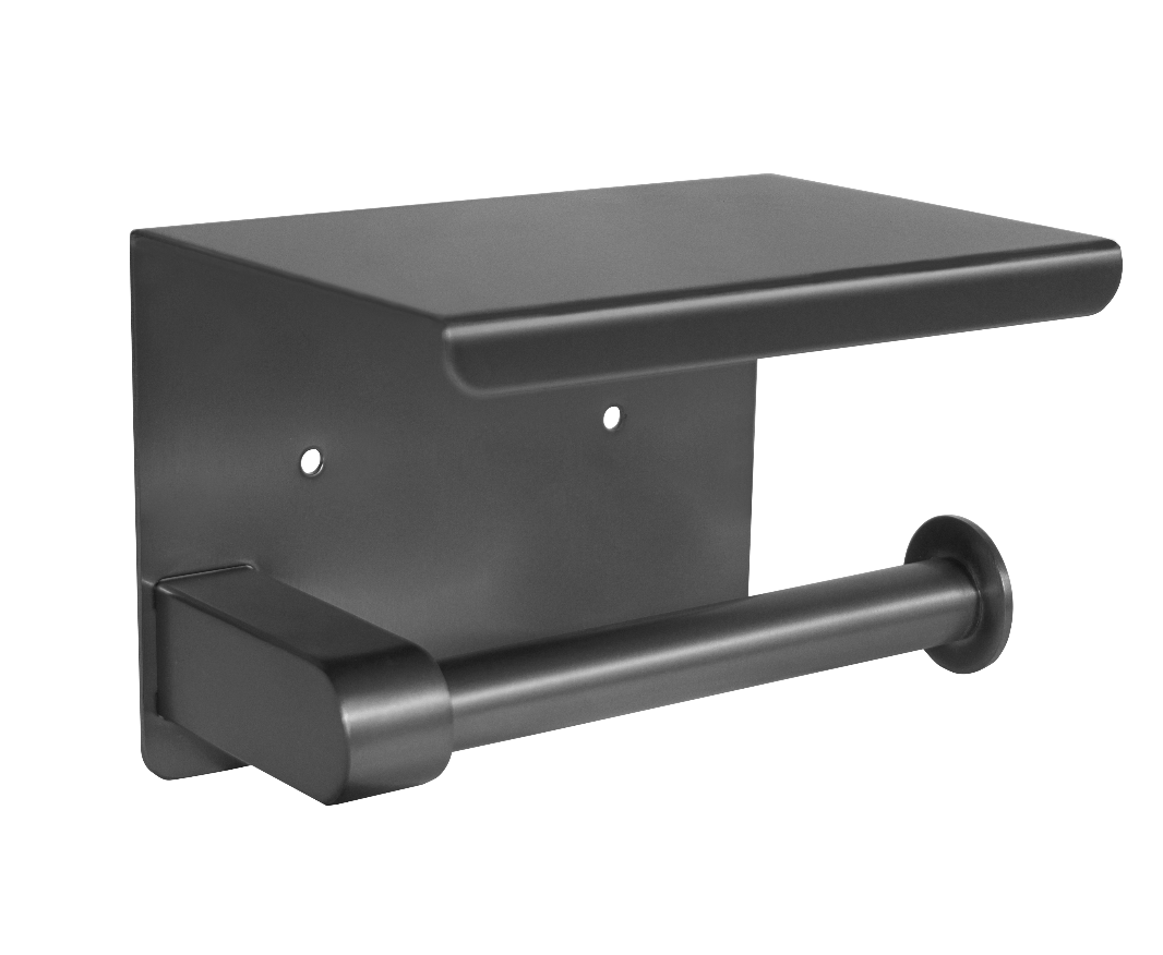 SUS304 Paper Holder with Shelf - Matt Black
