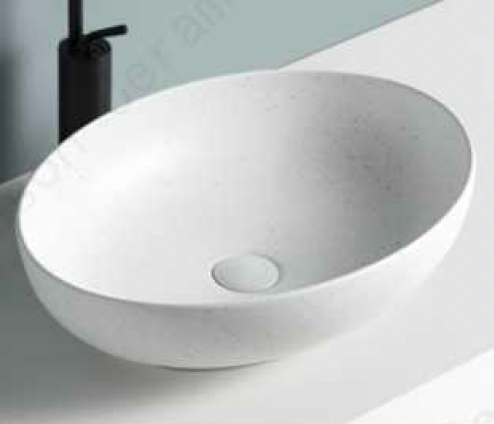 Oval Above Counter Wash Basin c/w Waste - White With Spot Pattern