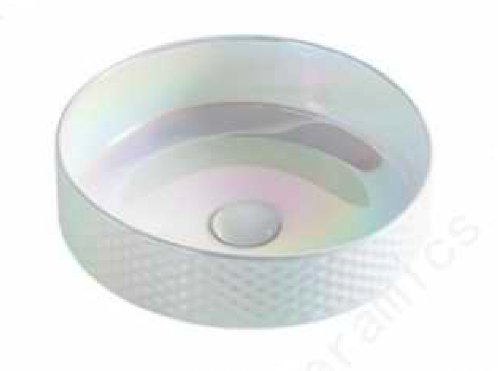 Round Above Counter Wash Basin c/w Waste - Pearl Glaze