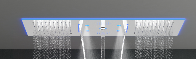 Five Function Rectangle Overhead Rain Shower - Chrome