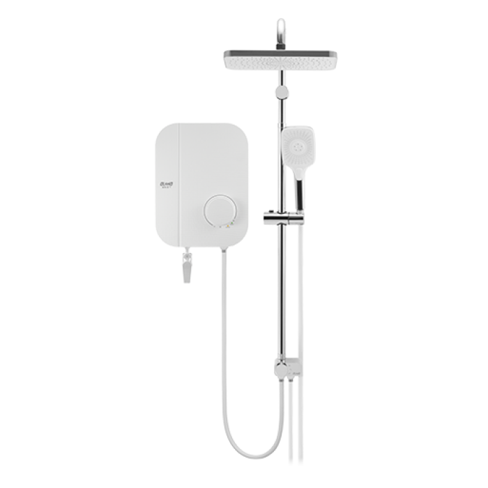 Alpha Instant Water Heater (DC Pump) c/w 3 in 1 Shower Slide Bar - White Chiffon