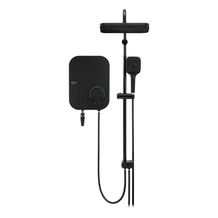 Alpha Neon Instant Water Heater (DC Pump) c/w 3 in 1 Shower Slide Bar - Black Canvas