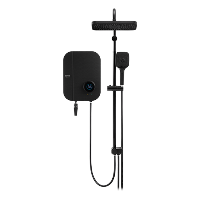 Alpha Digital Instant Water Heater (DC Pump) c/w 3 in 1 Shower Slide Bar - Black Canvas