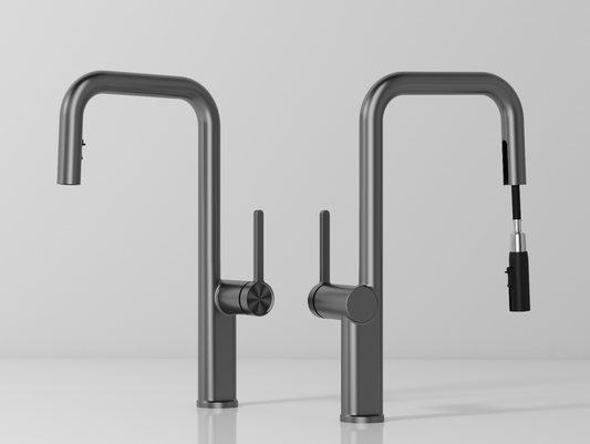 Single Lever Pull-Down Pillar Sink Mixer - Matt Black