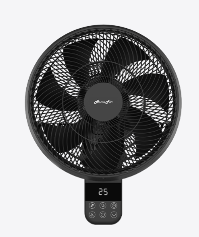 Alpha Motto Wall Fan 14 Inch - 10 Speeds With Remote Control - Matte Black