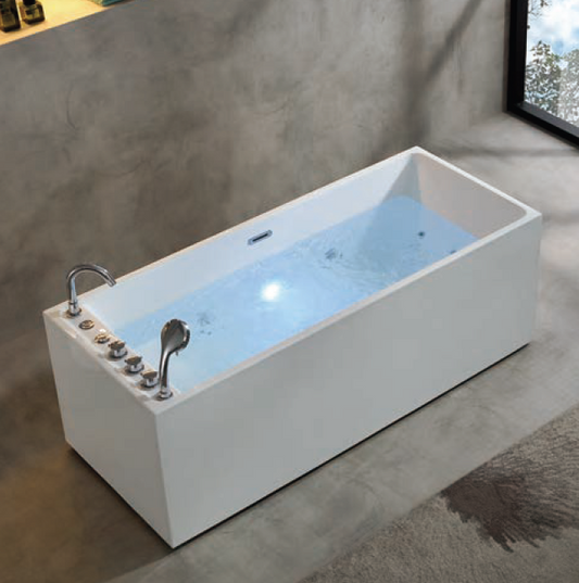 Massage Bath Tub with faucet c/w 4 pcs middle jets, 8 pcs small jets and 1pc underwater light