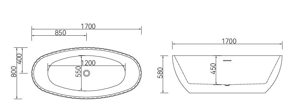 Free Standing Bathtub c/w Waste - White
