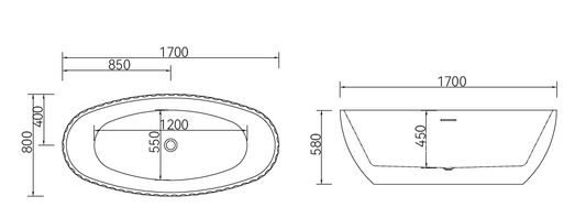 Free Standing Bathtub c/w Waste - White