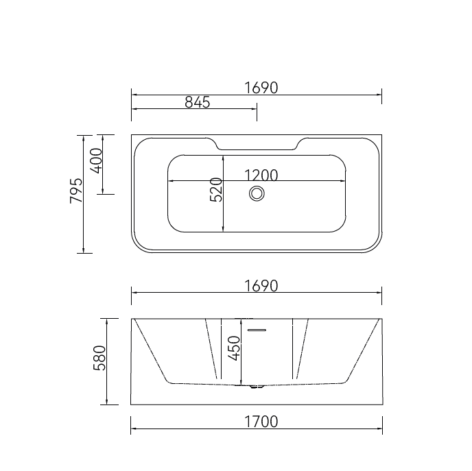 Free Standing Bathtub c/w Faucet Set and Waste - White