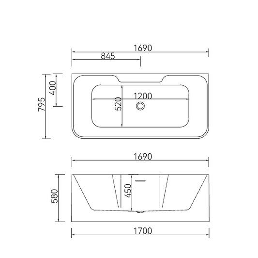 Free Standing Bathtub c/w Faucet Set and Waste - White