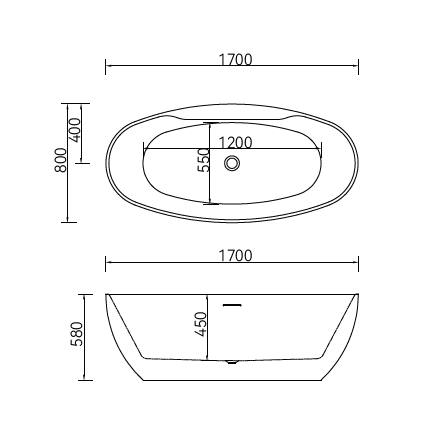 Free Standing Bathtub c/w Faucet Set and Waste - White