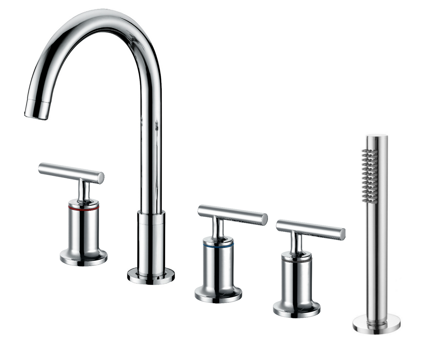 Bathtub Mixer 5 Hole with Hand Shower - Chrome
