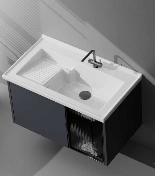 Stainless Steel Laundry Basin Cabinet Set