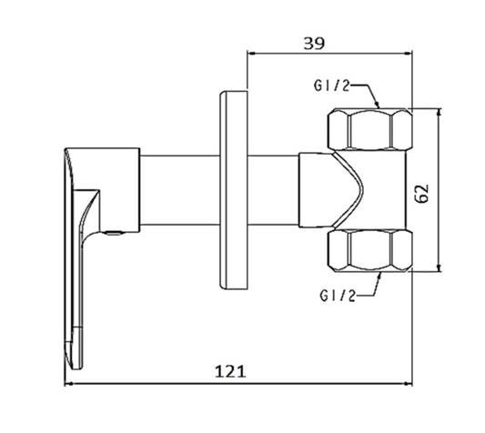 ½” Concealed Stopcock (Quarter Turn) - Chrome