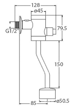 Exposed Urinal Flush Valve with Push Button