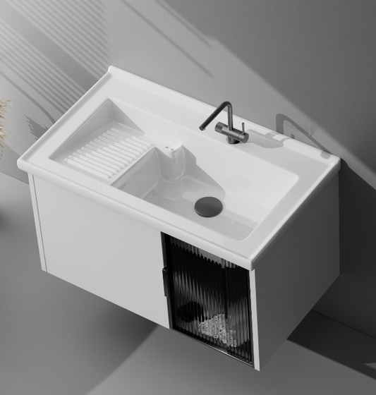 Stainless Steel Laundry Basin Cabinet Set