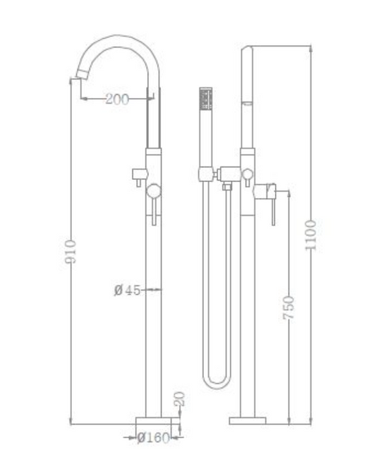 Standalone Bath Mixer - Chrome