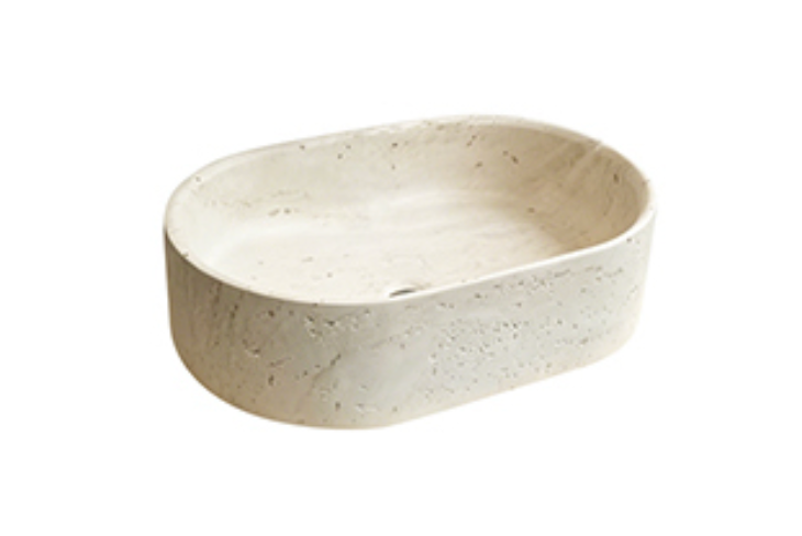 Oval Artificial Stone Wash Basin c/w Waste - Beige