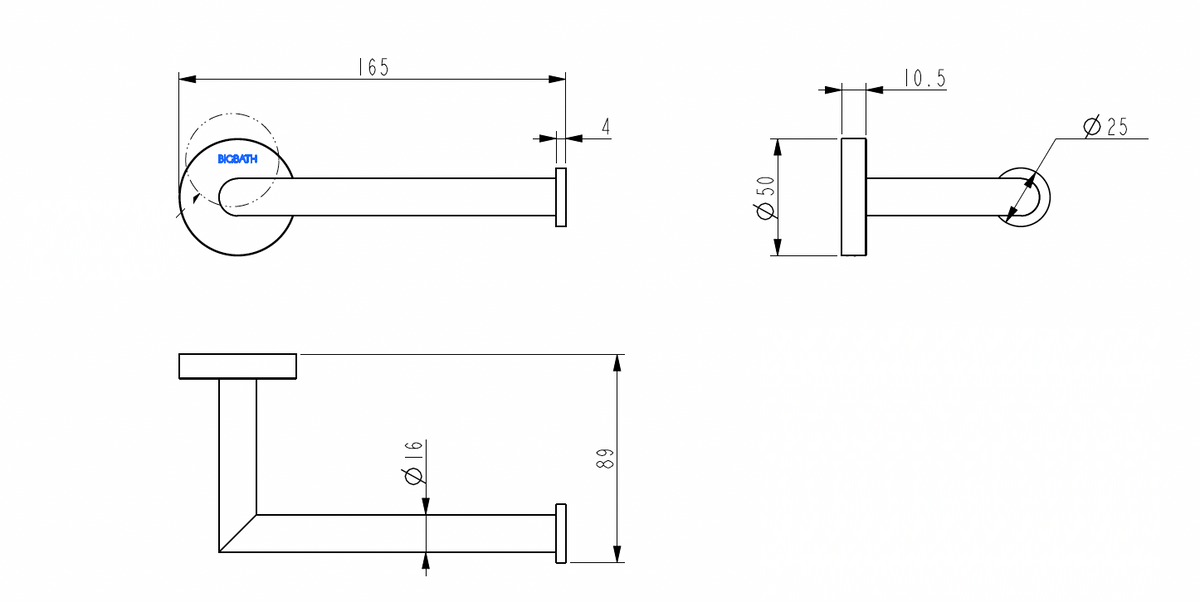 SUS304 Single Rod Paper Holder - Matt Black