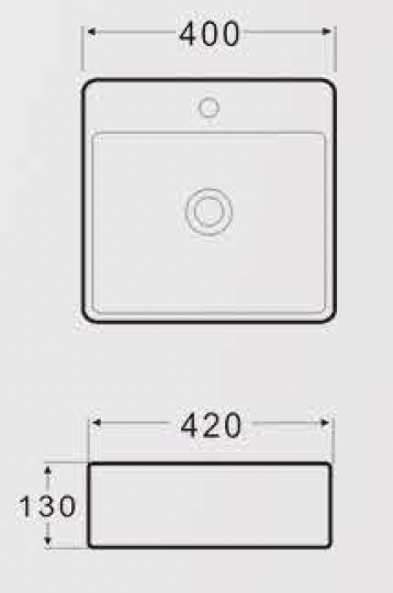 Square Above Counter/ Wall Hung Wash Basin c/w Fixing Bolts - White