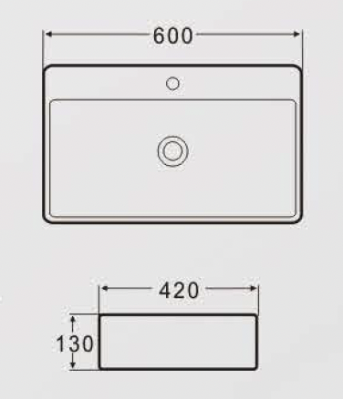 Square Above Counter/ Wall Hung Wash Basin c/w Fixing Bolts - White