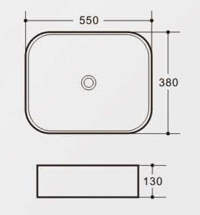 Rectangular Above Counter Wash Basin - White