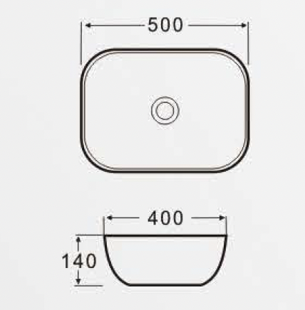 Rectangular Above Counter Wash Basin - White