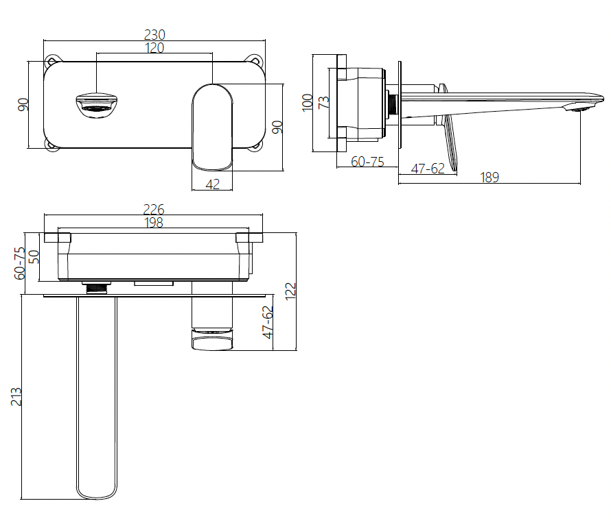 Wall Mounted 2 Hole Basin Mixer with Backplate - French Gold