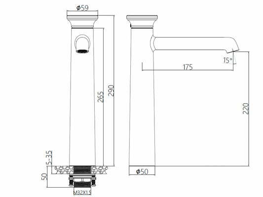 Above Counter Basin Mixer - French Gold