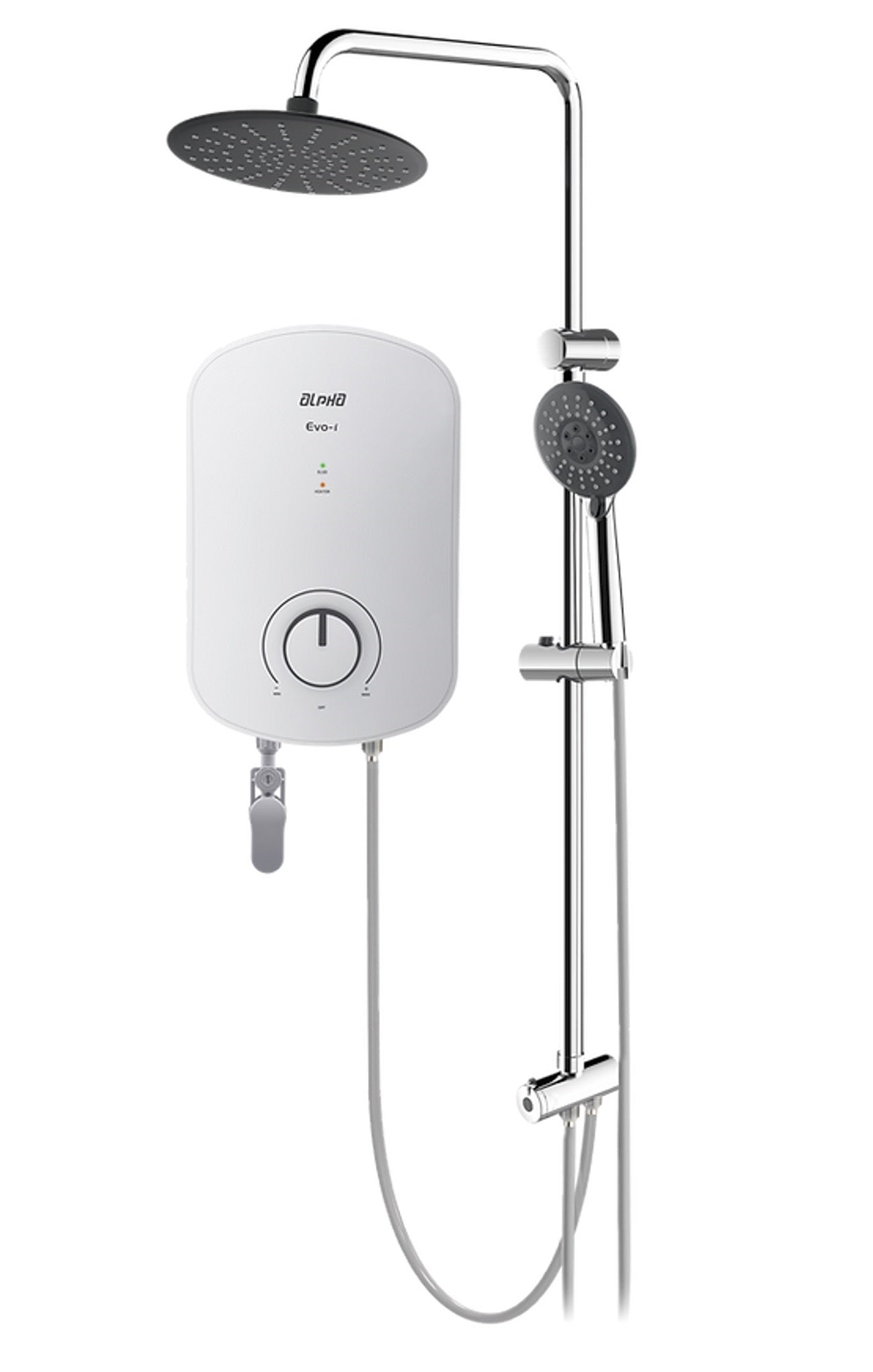 Instant Water Heater c/w Rain Shower - Matt Black