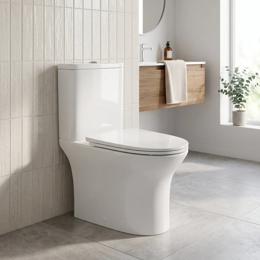 AERO Washdown Rimless WC Complete Set (S-250mm) - White in a room setting
