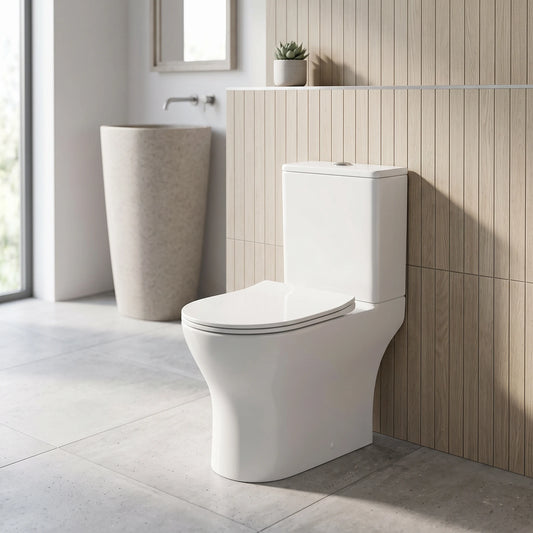 ZENORA Washdown Spinning Flush WC Complete Set c/w UF Seat Cover (S-250mm) - White in a room setting