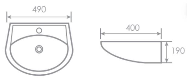 VINTY Wall Hung Wash Basin c/w Fixing Bolts - White