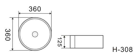 Round Above Counter Wash Basin with Gold Rim Edge - White