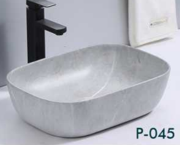 Rectangular Above Counter Wash Basin c/w Waste - Marble Grey