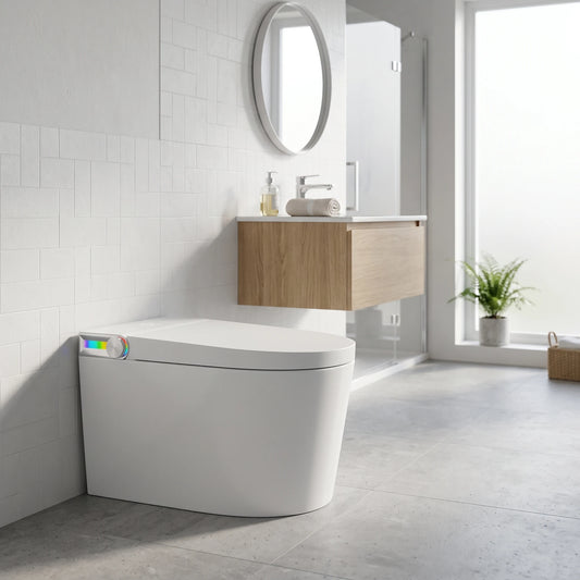 Smart Toilet Complete Set (P-180mm) c/w Tank (High Version) - White in a room setting