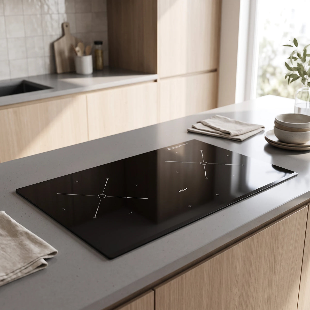 Robam Hob - Black in a room setting