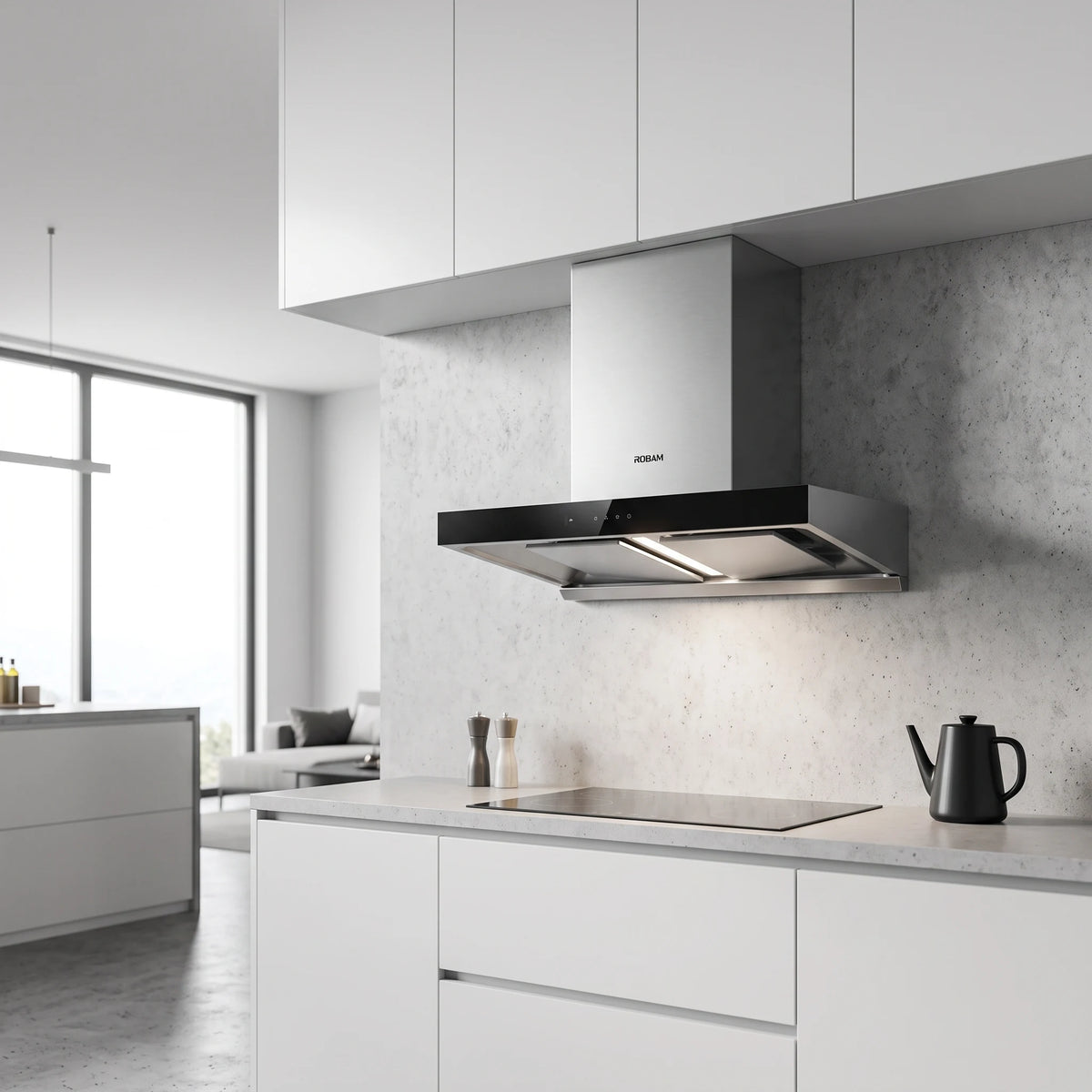 Robam Hood - Silver Grey in a room setting