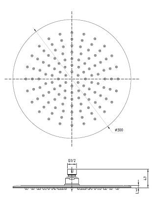 SUS304 ROUND Rain Shower Head 12"
