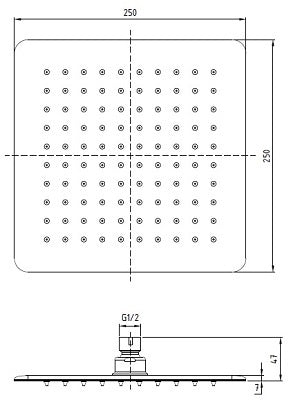SUS304 SQUARE Rain Shower Head 10" - Matt Black