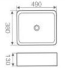 Rectangular Above Counter Wash Basin - White